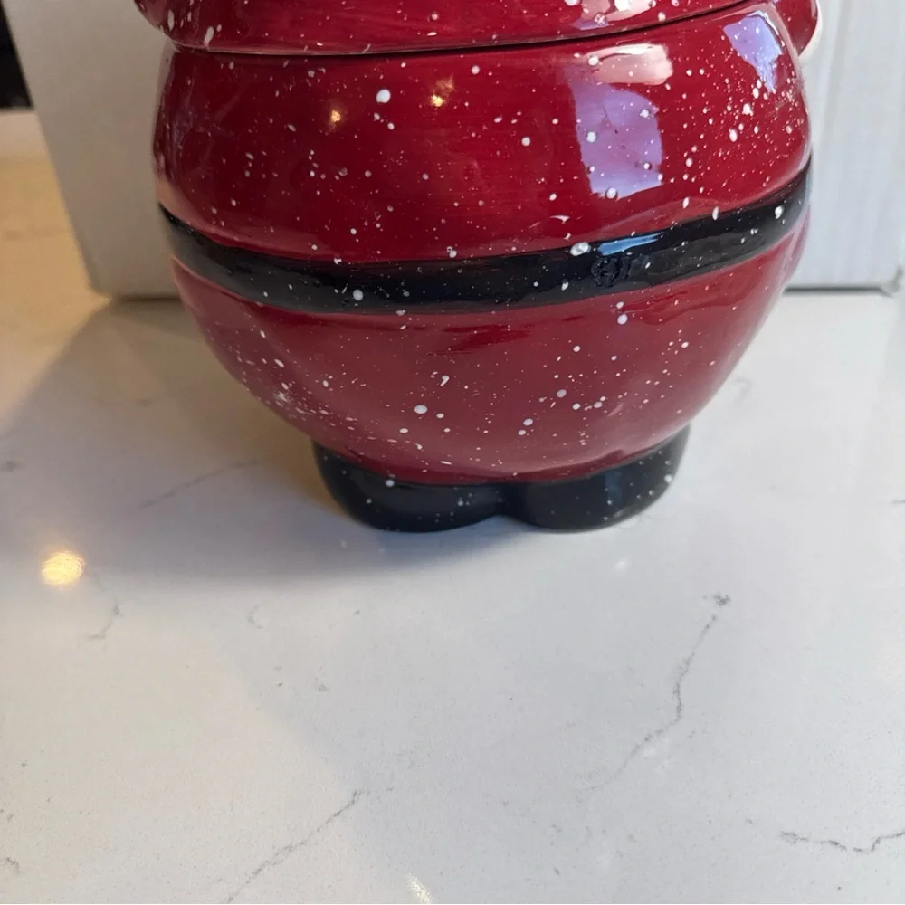 Vintage Festive Santa Claus Cookie Jar - Red and Green